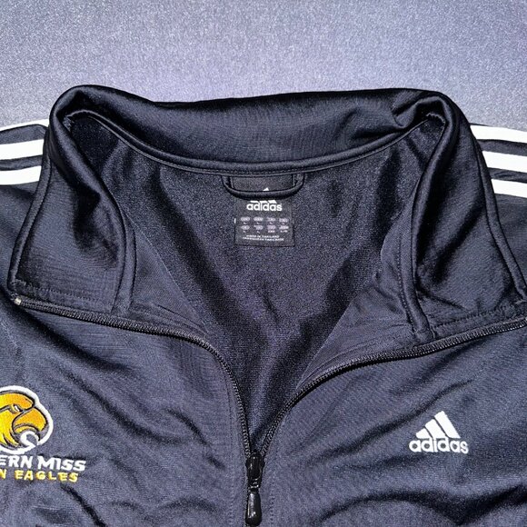 Adidas Mens Large Black Southern Miss Golden Eagles Full Zip Jacket Track Pocket - Picture 5 of 11